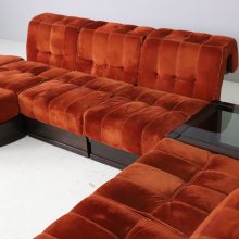 Luciano Frigerio modular sofa model Can Can in mahogony and suede 1960s vintage seating group Italian design 9