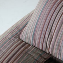 Vico Magistretti vintage pair of Maralunga for Cassina in striped fabric Italy 1970s 1980s 8