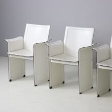 Set of 5 vintage \'Korium\' dining chairs by Tito Agnoli for Matteo Grassi leather Italy 1970s 2