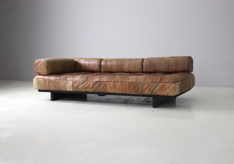 Vintage De Sede DS-80 daybed in patinated leather patchwork Switzerland mid century design 1969 1960s 1970s 1