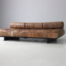 Vintage De Sede DS-80 daybed in patinated leather patchwork Switzerland mid century design 1970s 2