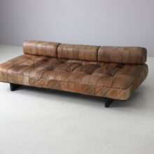 Vintage De Sede DS-80 daybed in patinated leather patchwork Switzerland mid century design 1970s 4