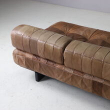 Vintage De Sede DS-80 daybed in patinated leather patchwork Switzerland mid century design 1970s 6