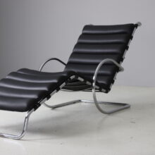 Vintage MR chaise longue lounge chair in black leather by Mies van der Rohe for Knoll International 1927 1970s 10 Vintage MR chaise longue lounge chair in black leather by Mies van der Rohe for Knoll International 1927 1970s 10