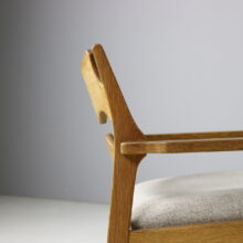 Henry Kjaernulf pair razor blade lounge chairs for Nyrup Denmarken in patinated oak 1960s Vintage Danish armchairs 11