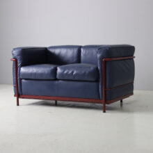 Le Corbusier & Pierre Jeanneret vintage LC2 sofa leather for Cassina 1980s 1990s 2