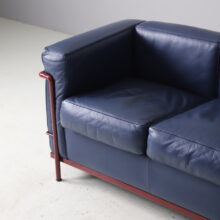 Le Corbusier & Pierre Jeanneret vintage LC2 sofa leather for Cassina 1980s 1990s 3