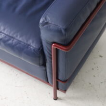 Le Corbusier & Pierre Jeanneret vintage LC2 sofa leather for Cassina 1980s 1990s 5