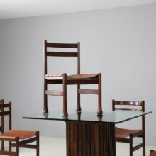 Luciano Frigerio dining chairs dining table in mahogony and leather 1960s 1970s vintage Italian design dining set 13