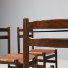 Luciano Frigerio dining chairs dining table in mahogony and leather 1960s 1970s vintage Italian design dining set 8