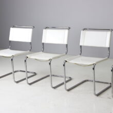 Set of 5 vintage S33 dining chairs by Mart Stam for Thonet white leather 1983 1980s 2