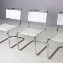 Set of 5 vintage S33 dining chairs by Mart Stam for Thonet white leather 1983 1980s 3