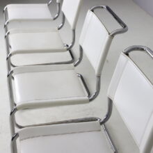 Set of 5 vintage S33 dining chairs by Mart Stam for Thonet white leather 1983 1980s 7