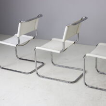 Set of 5 vintage S33 dining chairs by Mart Stam for Thonet white leather 1983 1980s 8