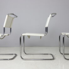 Set of 5 vintage S33 dining chairs by Mart Stam for Thonet white leather 1983 1980s 9