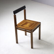 Vintage graphic dining chairs in solid walnut Italy 1980s 12