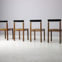 Vintage graphic dining chairs in solid walnut Italy 1980s 3