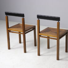 Vintage graphic dining chairs in solid walnut Italy 1980s 4