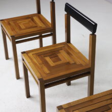 Vintage graphic dining chairs in solid walnut Italy 1980s 5