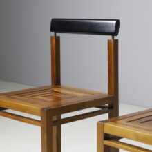 Vintage graphic dining chairs in solid walnut Italy 1980s 8