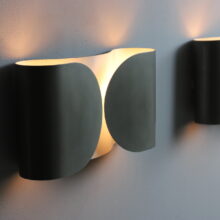 Tobia & Afra Scarpa early vintage 'Foglio' wall lamps in nickeled metal for Flos Italy 1960s 2