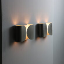 Tobia & Afra Scarpa early vintage 'Foglio' wall lamps in nickeled metal for Flos Italy 1960s 3