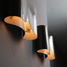 Tobia & Afra Scarpa early vintage 'Foglio' wall lamps in nickeled metal for Flos Italy 1960s 6