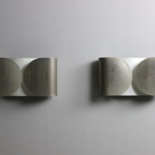 Tobia & Afra Scarpa early vintage 'Foglio' wall lamps in nickeled metal for Flos Italy 1960s 9