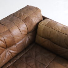 Vintage sofa in cognac leather patchwork in the manner of De Sede DS76 1970s 1980s 10