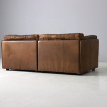 Vintage sofa in cognac leather patchwork in the manner of De Sede DS76 1970s 1980s 3