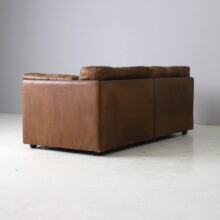 Vintage sofa in cognac leather patchwork in the manner of De Sede DS76 1970s 1980s 4