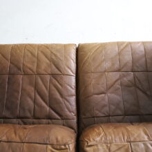 Vintage sofa in cognac leather patchwork in the manner of De Sede DS76 1970s 1980s 9