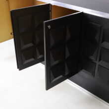 Graphic brutalist credenza in ebonised oak Belgium 1970s vintage design sideboard 14
