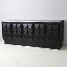 Graphic brutalist credenza in ebonised oak Belgium 1970s vintage design sideboard 2