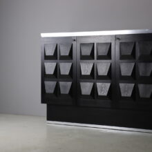 Graphic brutalist credenza in ebonised oak Belgium 1970s vintage design sideboard 4