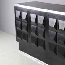 Graphic brutalist credenza in ebonised oak Belgium 1970s vintage design sideboard 5