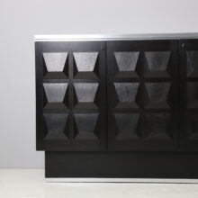 Graphic brutalist credenza in ebonised oak Belgium 1970s vintage design sideboard 7