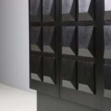 Graphic brutalist credenza in ebonised oak Belgium 1970s vintage design sideboard 8