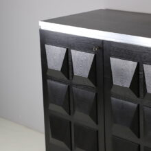 Graphic brutalist credenza in ebonised oak Belgium 1970s vintage design sideboard 9