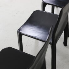 Set of 6 vintage Mario Bellini CAB 412 dining chairs for Cassina Italy 1970s black leather 5