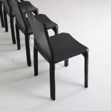 Set of 6 vintage Mario Bellini CAB 412 dining chairs for Cassina Italy 1970s black leather 6