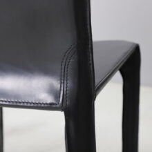 Set of 6 vintage Mario Bellini CAB 412 dining chairs for Cassina Italy 1970s black leather 8
