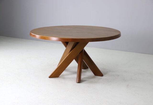 Early Pierre Chapo T21D Sfax dining table in solid elm, France design 1960s 1