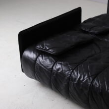 Vintage De Sede DS-69 sofa bed in black leather patchwork Switzerland mid century design 1970s 1980s 10