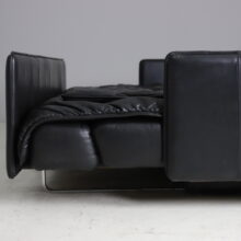 Vintage De Sede DS-69 sofa bed in black leather patchwork Switzerland mid century design 1970s 1980s 14