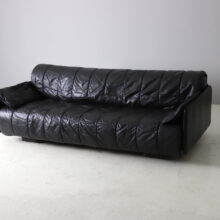 Vintage De Sede DS-69 sofa bed in black leather patchwork Switzerland mid century design 1970s 1980s 2