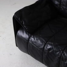 Vintage De Sede DS-69 sofa bed in black leather patchwork Switzerland mid century design 1970s 1980s 9