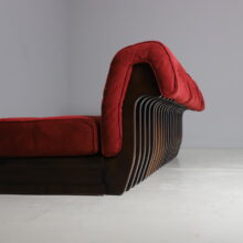Luciano Frigerio modular sofa model Can Can in mahogony and suede 1960s vintage Italian design 11