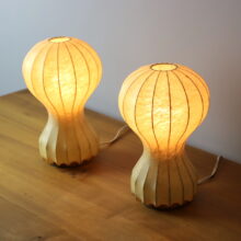 Pair of vintage Gatto table lamps by Archille & Pier Giacomo Castiglioni for Flos 1960s cocoon lamp 2