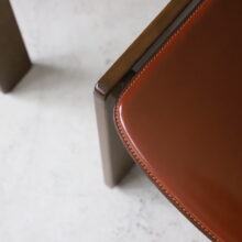 Tobia & Afra Scarpa '121' dining chairs in cognac leather and walnut for Cassina vintage Italian design 1960s 10